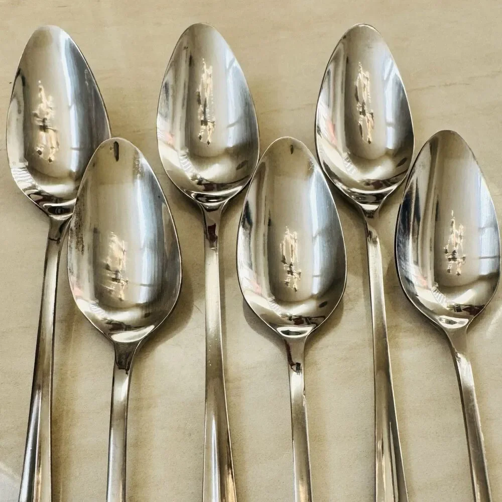 6pc INTERNATIONAL Gran Royal Stainless Iced Tea Spoon 7 1/2” Glossy Replacement